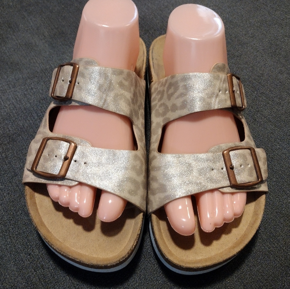 Boutique by Corky’s Tan Leopard Slides Sandals